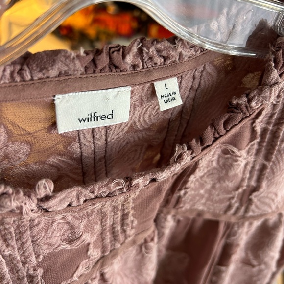 Wilfred Aritzia Womens Textured Floral Overlay Long Sleeve Dress Size Large Pink - Picture 16 of 16